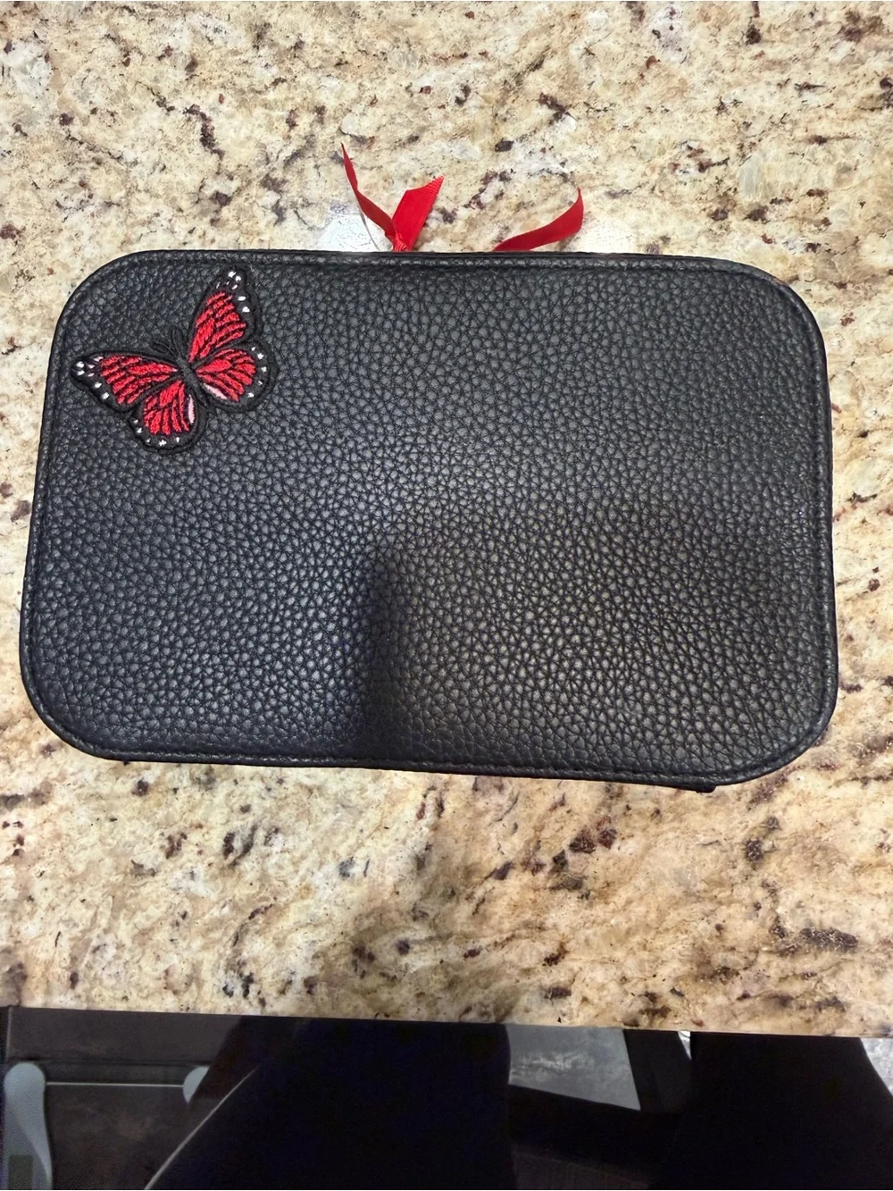 Trish McEvoy Black Pebbled Leather Butterfly Planner Limited Edition